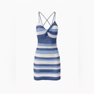 Blue & White Striped Crochet bathing suit cover up size S/4